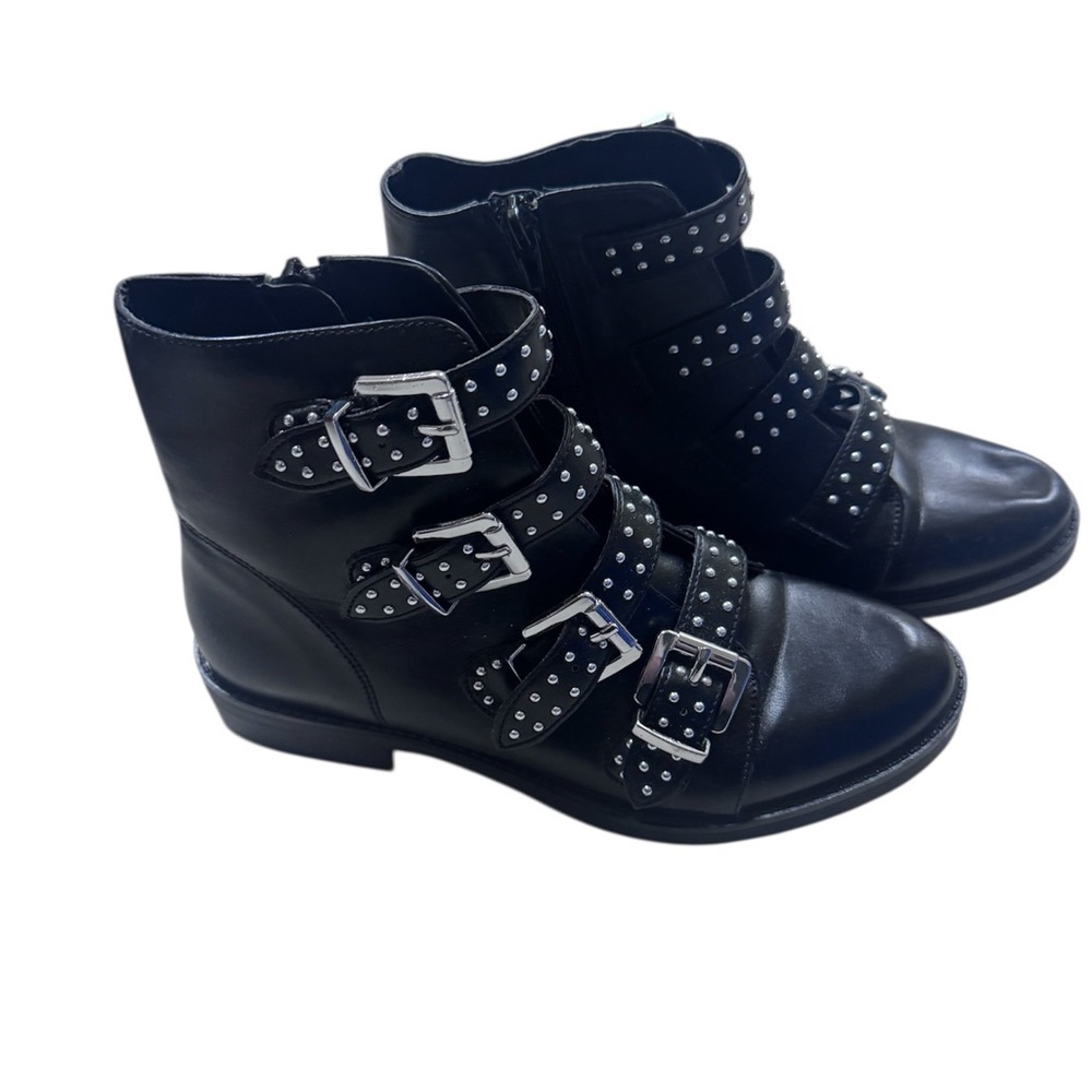 Steve Madden Black Studded Buckle Boots - Picture 3 of 7